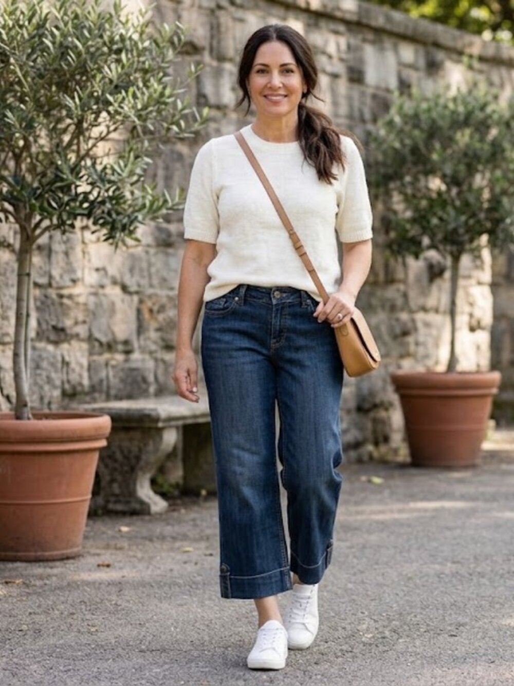 Christopher Blue Dark Wash Cropped Wide-Leg Jeans - Size 4